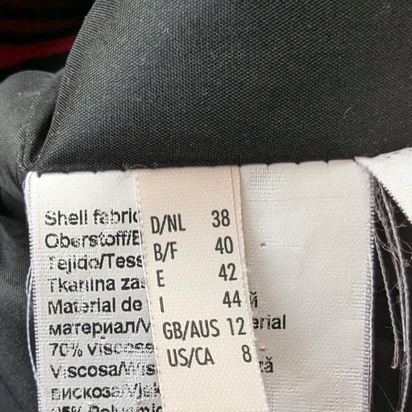 Casual Striped Red and Black Women's Blazer Collarless Size M Us 8 - Picture 10 of 10